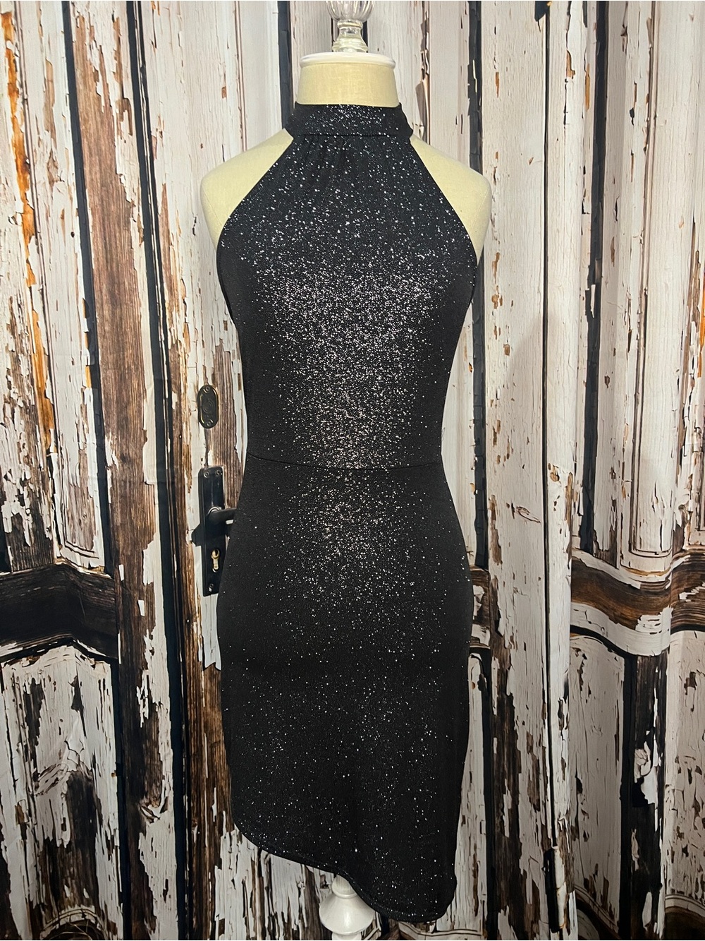 Forever 21 Black and Silver Halter Bodycon Dress